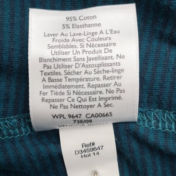 Eddie Bauer Outdoor Ladies Size Small Teal Green with Black Stripes Turtleneck - Picture 6 of 9